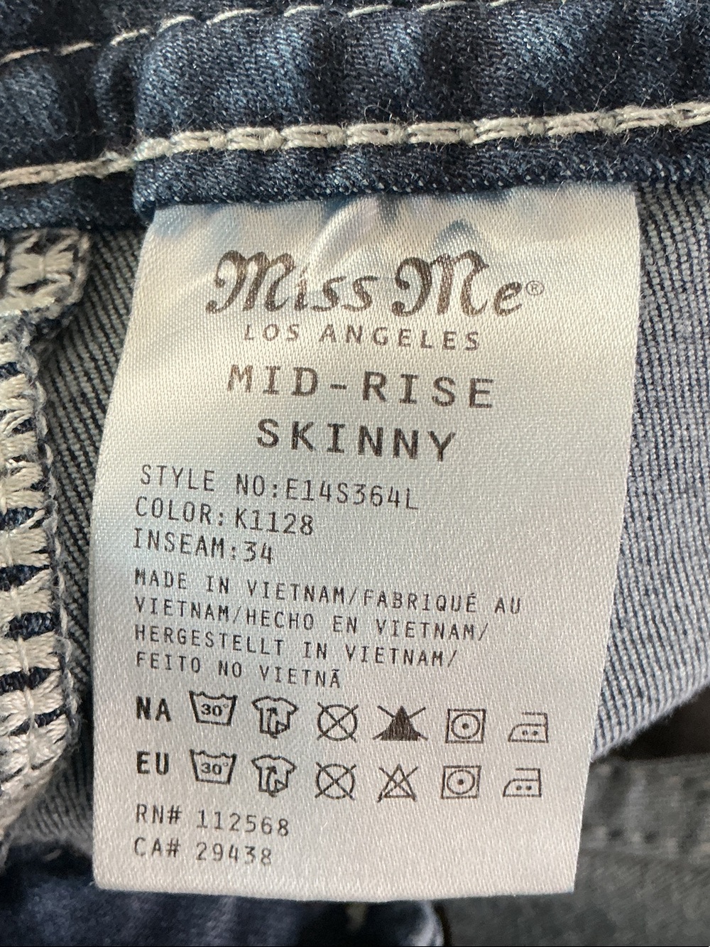 Miss Me Mid Rise Skinny Jeans Embellished Pocket 33 - Picture 15 of 15